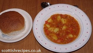 Soup and bread roll