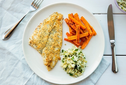 Crispy Lemon Poppy Plaice with Celeriac Remoulade